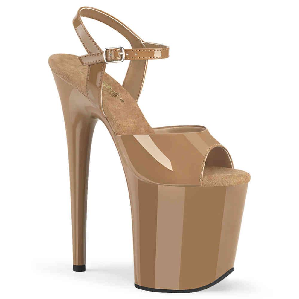 Pleaser - FLAMINGO809 Sandale à bride à la cheville, Pole dance chaussures - Beige Product image